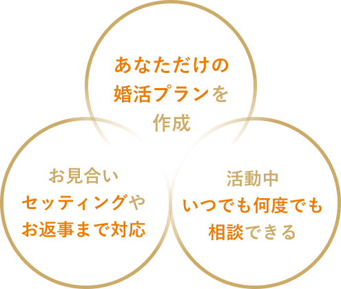 あなただけの婚活プランを作成 お見合いセッティングやお返事まで対応 活動中いつでも何度でも相談できる