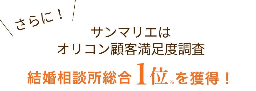 さらに!サンマリエはオリコン顧客満足度調査 結婚相談所総合1位を獲得!